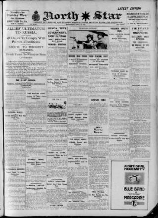 cover page of North Star (Darlington) published on April 26, 1922