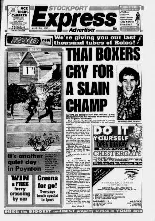 cover page of Stockport Express Advertiser published on April 19, 1995