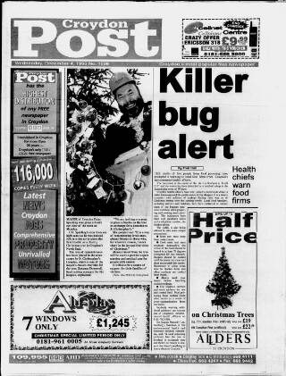 cover page of Croydon Post published on December 4, 1996