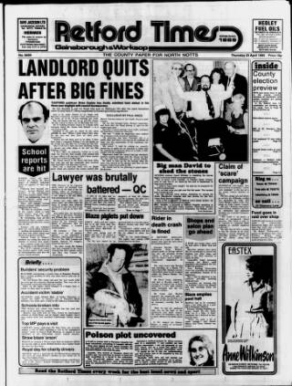 cover page of Retford, Gainsborough & Worksop Times published on April 25, 1985