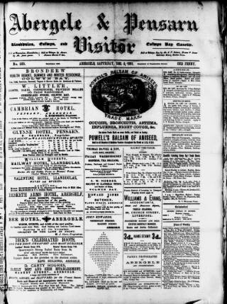 cover page of Abergele & Pensarn Visitor published on December 3, 1881