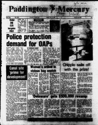 cover page of Paddington Mercury published on April 26, 1985