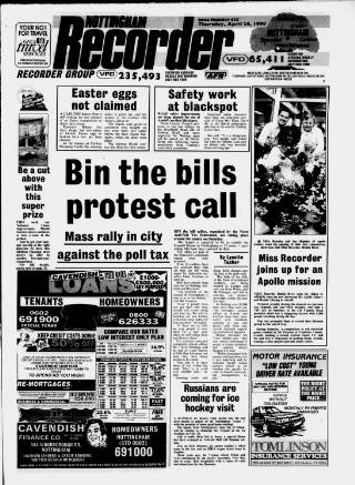 cover page of Nottingham Recorder published on April 26, 1990
