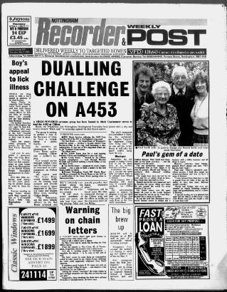 cover page of Nottingham Recorder published on May 7, 1992