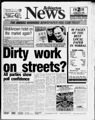cover page of Bebington News published on May 2, 1990