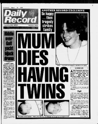cover page of Daily Record published on March 28, 1989