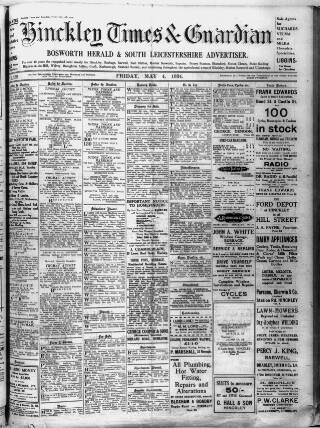 cover page of Hinckley Times published on May 4, 1934
