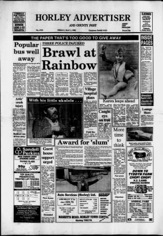 cover page of Horley & Gatwick Mirror published on May 2, 1986