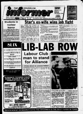 cover page of Hounslow & Chiswick Informer published on May 2, 1986