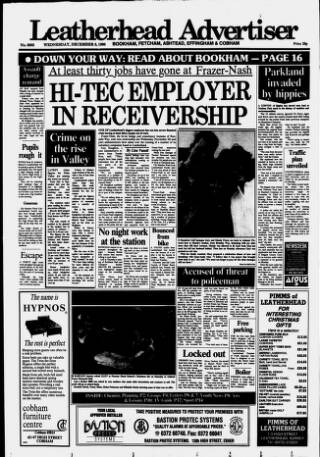 cover page of Leatherhead Advertiser published on December 5, 1990