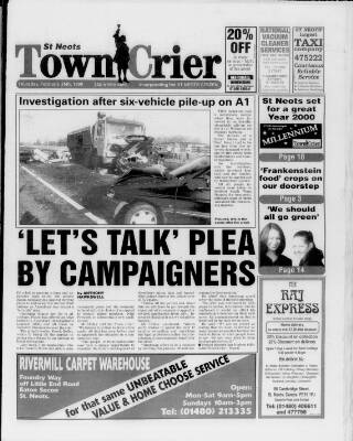 cover page of St Neots Town Crier published on February 25, 1999