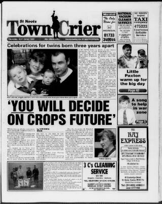 cover page of St Neots Town Crier published on April 22, 1999