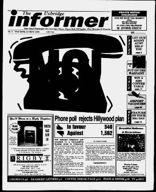 cover page of Uxbridge Informer published on March 1, 1996