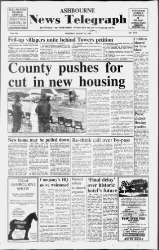 cover page of Ashbourne News Telegraph published on August 13, 1992