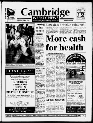 cover page of Cambridge Weekly News published on April 16, 1997
