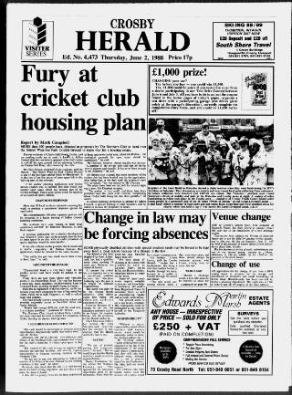 cover page of Crosby Herald published on June 2, 1988