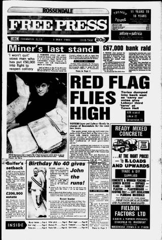 cover page of Rossendale Free Press published on May 7, 1988