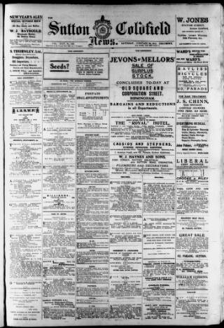 cover page of Sutton Coldfield News published on February 24, 1912