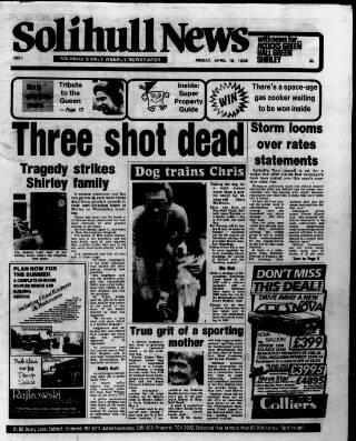 cover page of Solihull News published on April 18, 1986