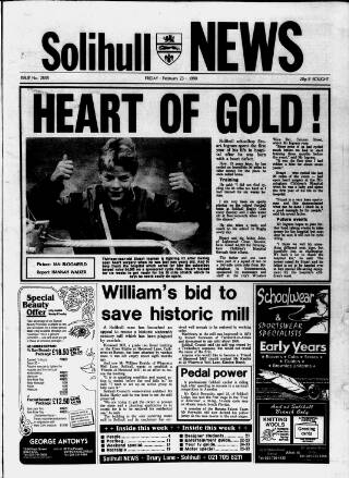 cover page of Solihull News published on February 23, 1990