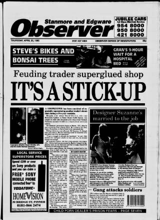 cover page of Stanmore Observer published on April 20, 1995