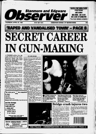 cover page of Stanmore Observer published on April 25, 1996