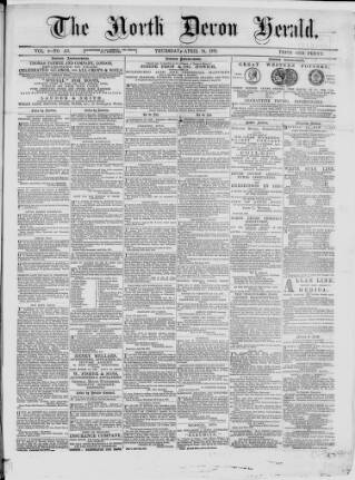 cover page of North Devon Herald published on April 24, 1879