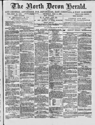 cover page of North Devon Herald published on May 3, 1894