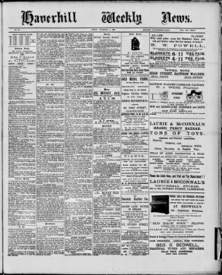 cover page of Haverhill Weekly News published on December 8, 1893