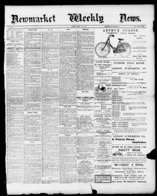 cover page of Newmarket Weekly News published on March 18, 1898