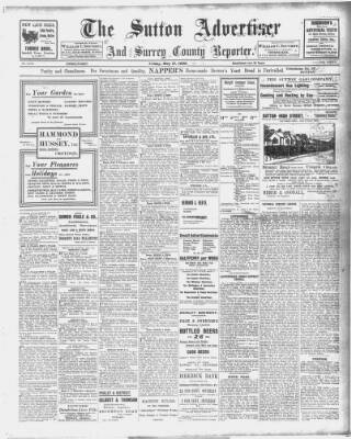cover page of Sutton & Epsom Advertiser published on May 21, 1909