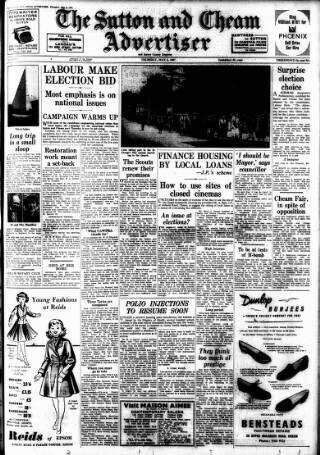 cover page of Sutton & Epsom Advertiser published on May 2, 1957