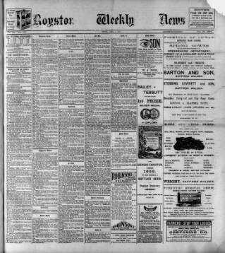 cover page of Royston Weekly News published on April 8, 1910