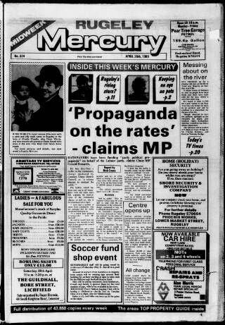 cover page of Rugeley Mercury published on April 26, 1989