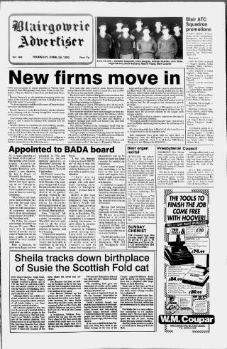 cover page of Blairgowrie Advertiser published on April 26, 1990