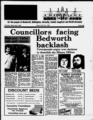 cover page of Bedworth Echo published on March 5, 1987
