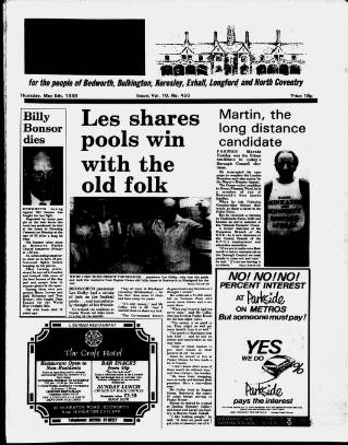 cover page of Bedworth Echo published on May 5, 1988
