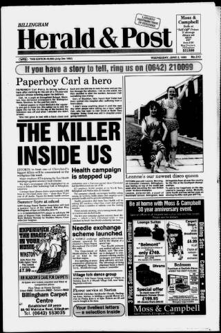 cover page of Billingham & Norton Advertiser published on June 2, 1993