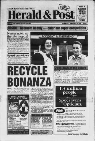 cover page of Stockton & Billingham Herald & Post published on February 23, 1994