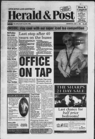 cover page of Stockton & Billingham Herald & Post published on May 4, 1994
