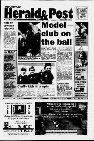 cover page of Middlesbrough Herald & Post published on March 28, 1996