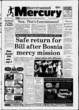 cover page of Burntwood Mercury published on April 20, 1995