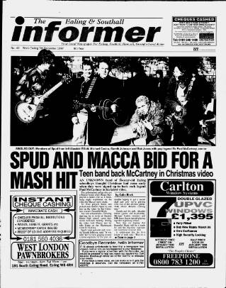 cover page of Ealing & Southall Informer published on December 5, 1997
