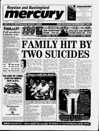 cover page of Royston and Buntingford Mercury published on April 25, 1997