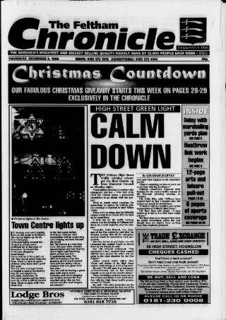 cover page of Feltham Chronicle published on December 3, 1998