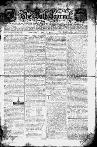 cover page of Bath Journal published on April 18, 1791