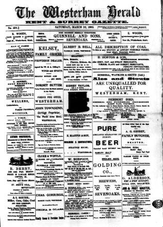 cover page of Westerham Herald published on March 29, 1902