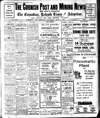 cover page of Cornish Post and Mining News published on June 2, 1934