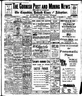 cover page of Cornish Post and Mining News published on April 20, 1935