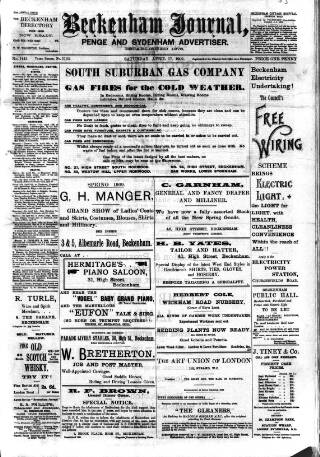 cover page of Beckenham Journal published on April 17, 1909